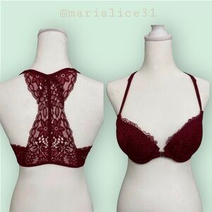 Beautiful AUDEN Lace Bra in Deep Burgundy, size 34B. EUC.